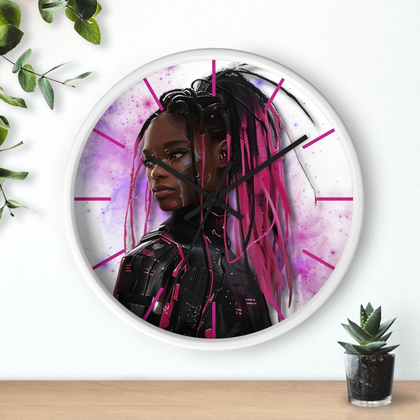 Out of Space, Cute Anime Cyberpunk Girl, Wall Clock