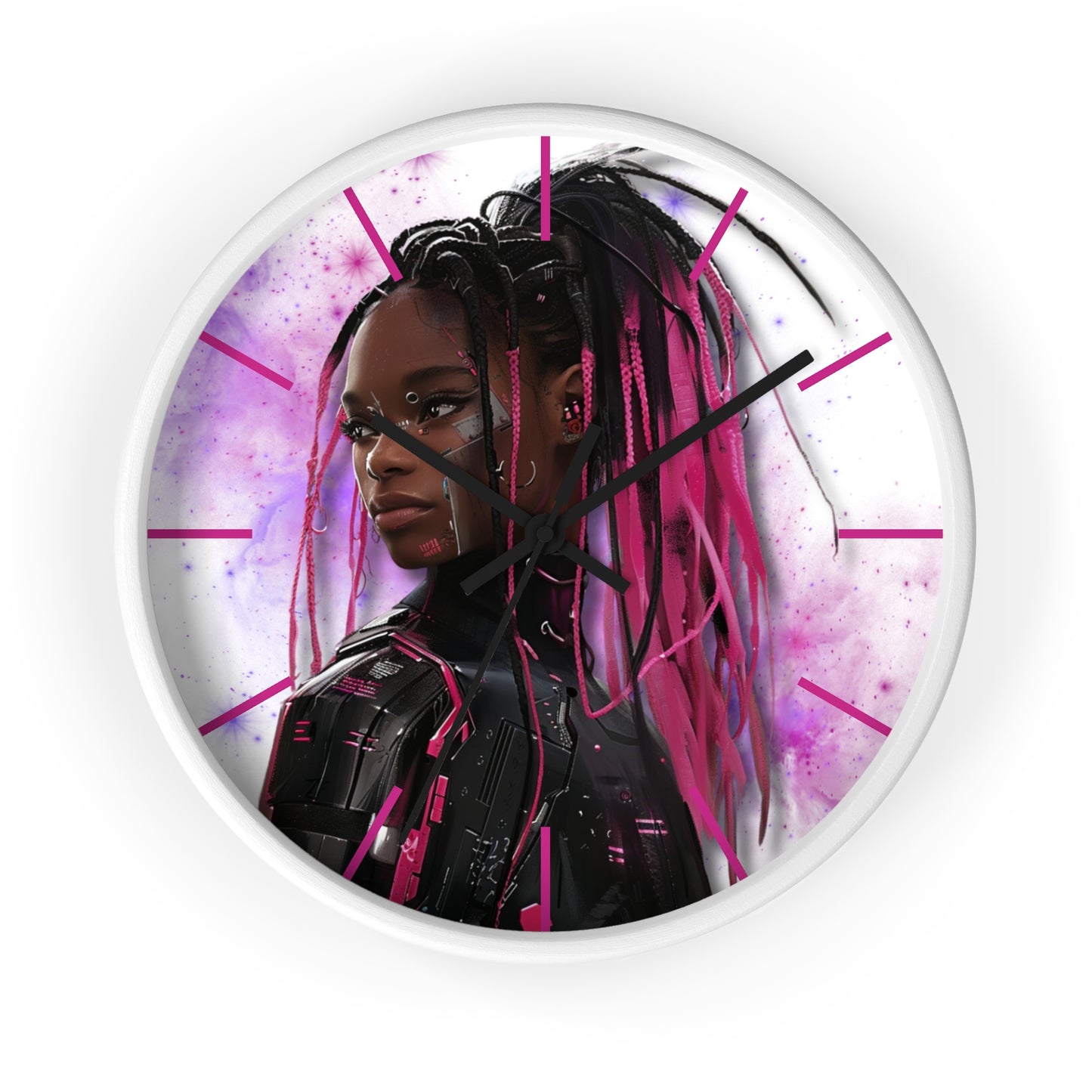 Out of Space, Cute Anime Cyberpunk Girl, Wall Clock