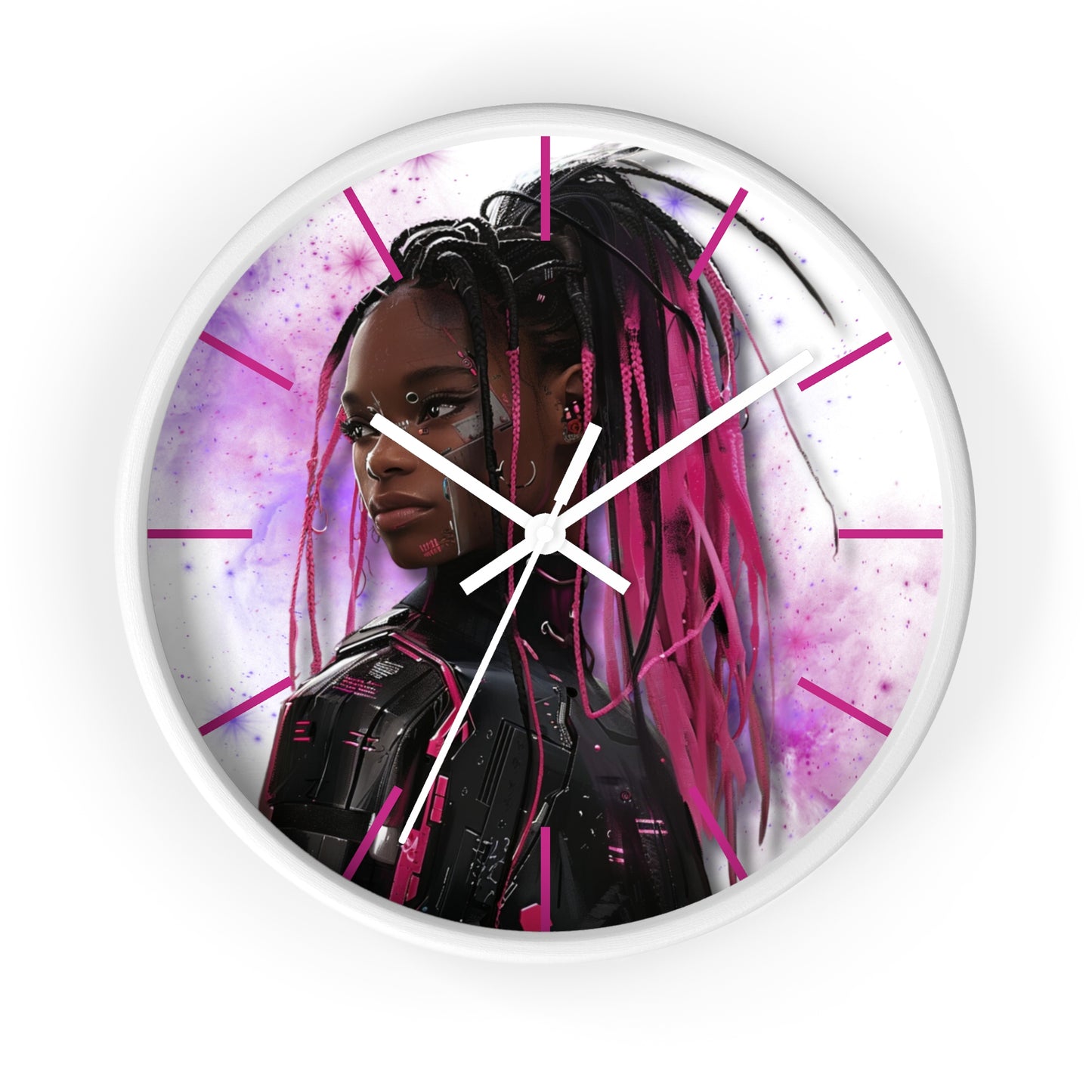 Out of Space, Cute Anime Cyberpunk Girl, Wall Clock