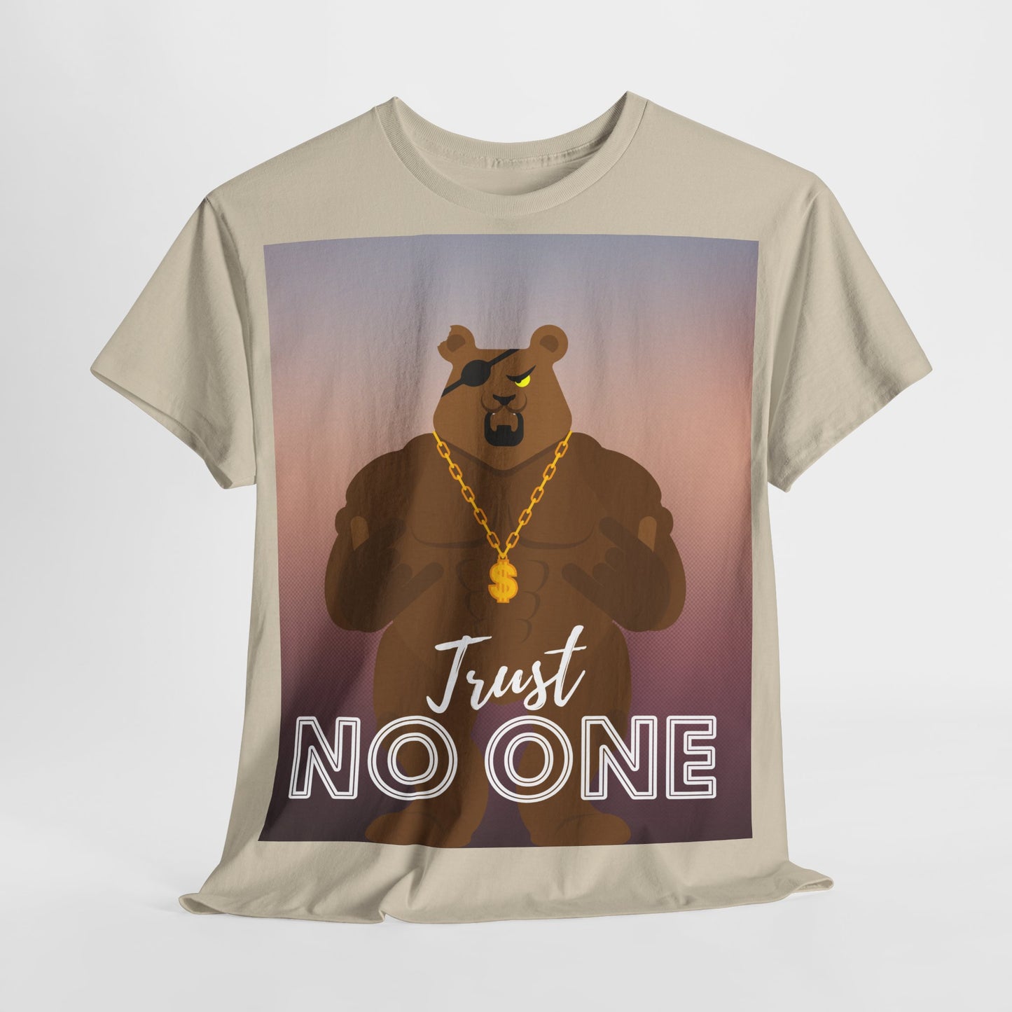Unisex T-Shirt aus schwerer Baumwolle, (Trust No One) Caption, Bären T-Shirt, Gansta Bär Shirt