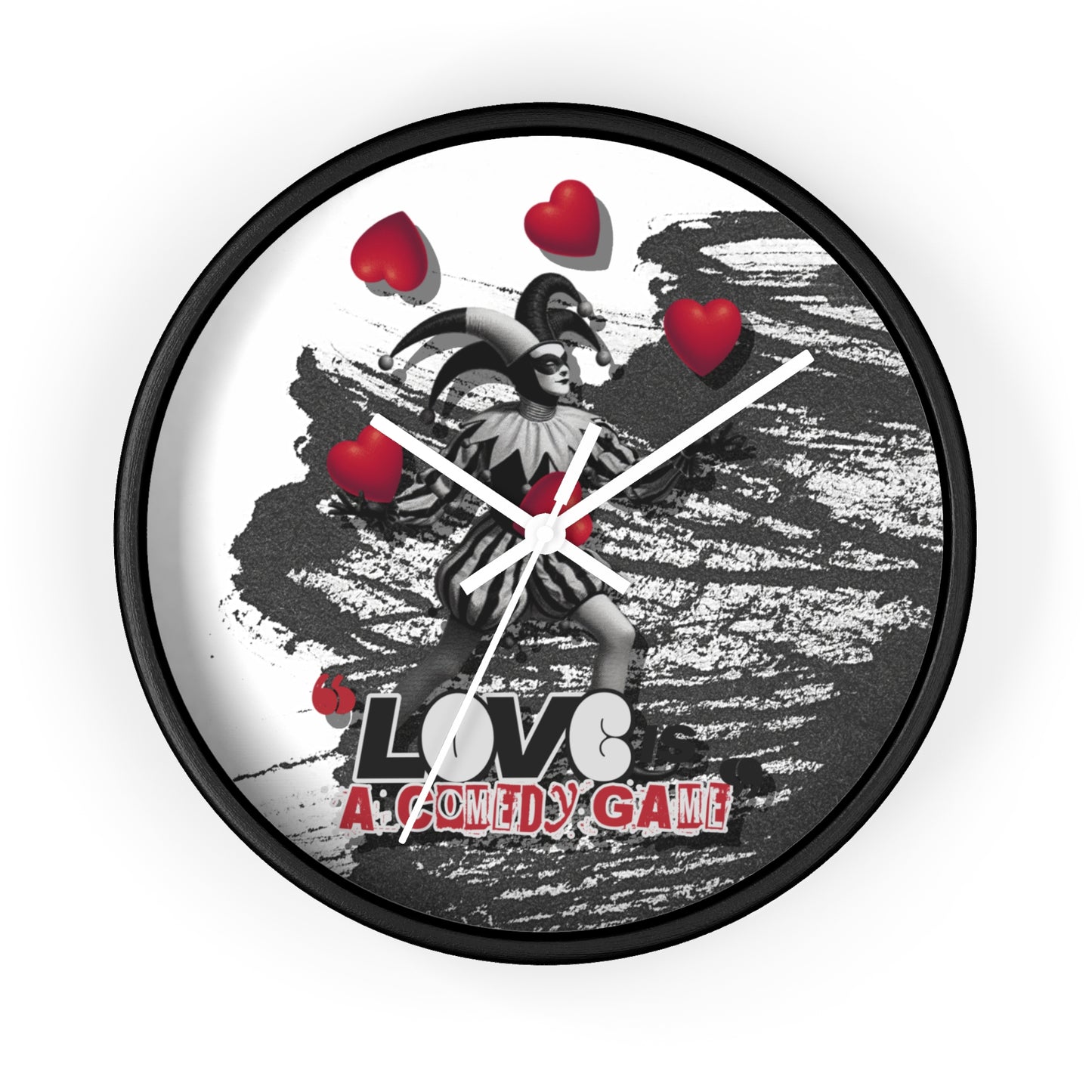 Lustige Liebes-Komödie Wand-Uhr | Clown mit Herzen-Logo