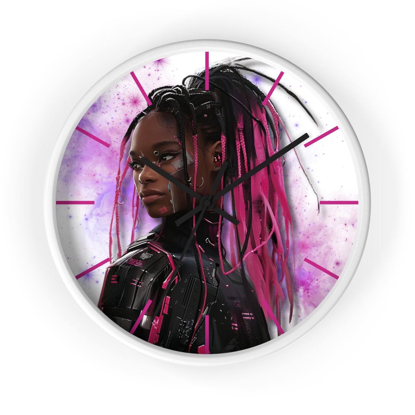 Out of Space, Cute Anime Cyberpunk Girl, Wall Clock