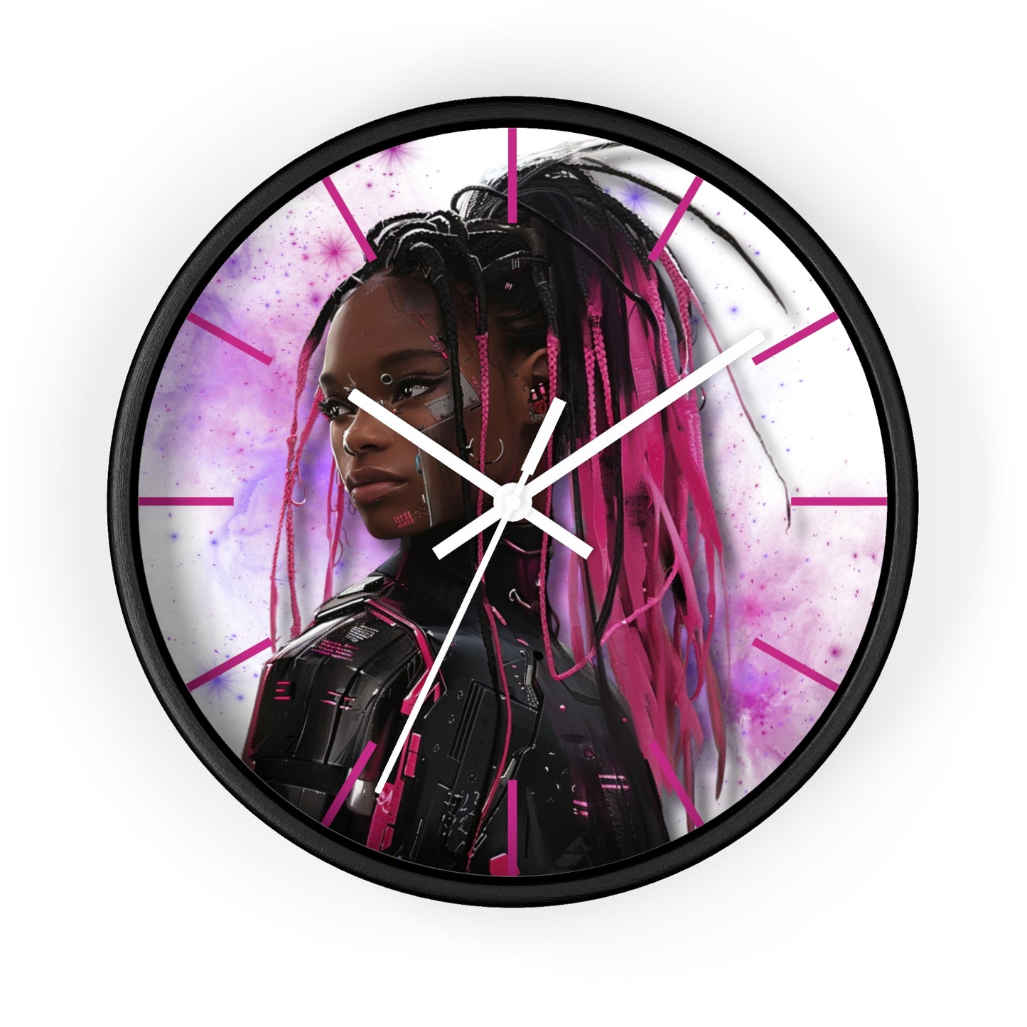 Out of Space, Cute Anime Cyberpunk Girl, Wall Clock