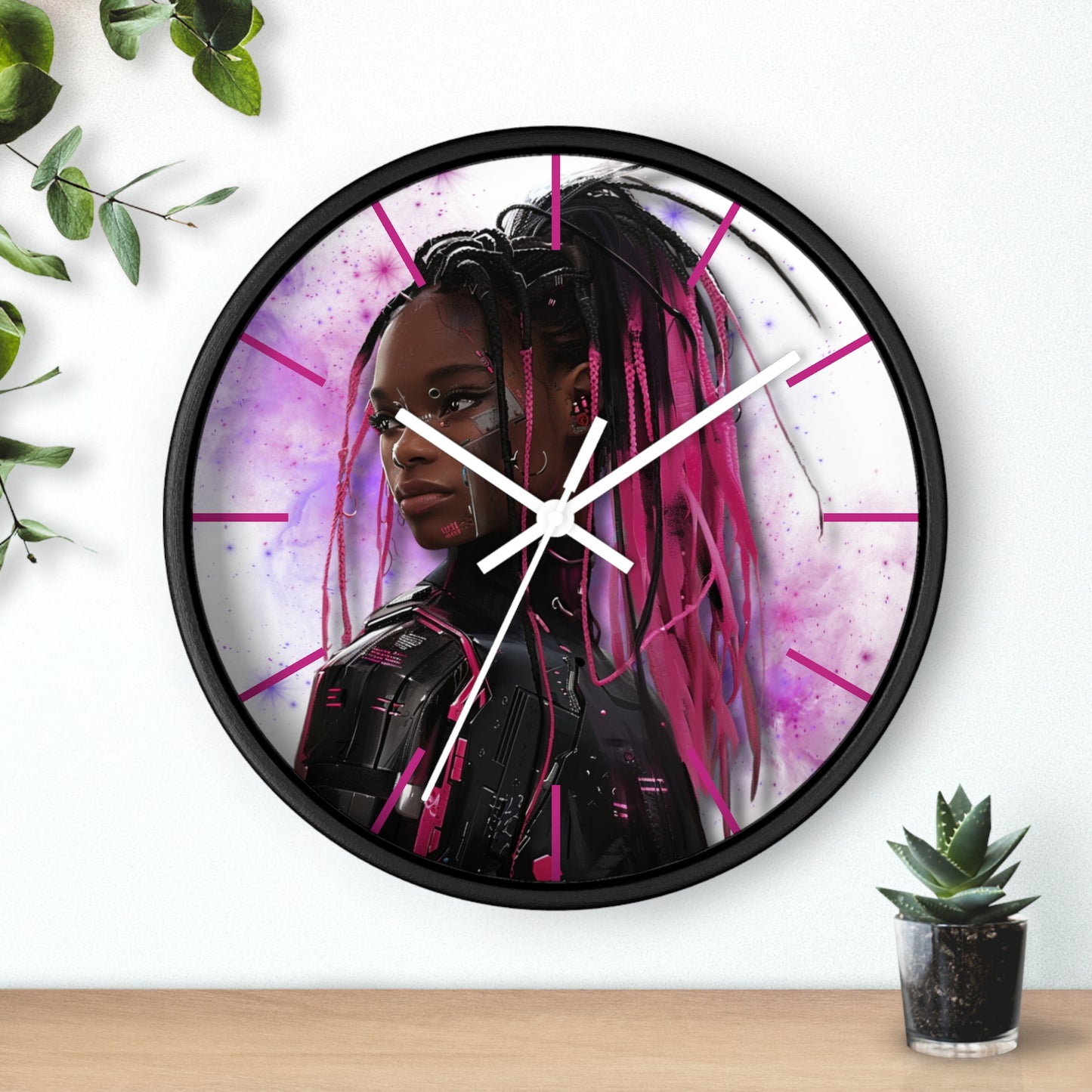 Out of Space, Cute Anime Cyberpunk Girl, Wall Clock