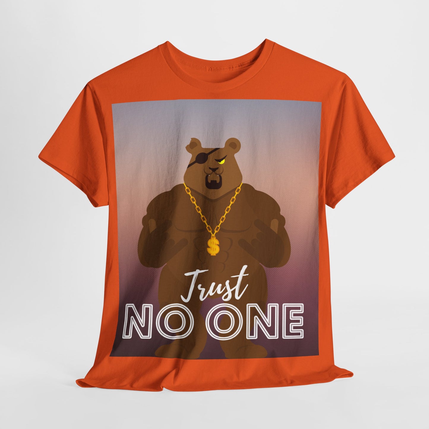 Unisex T-Shirt aus schwerer Baumwolle, (Trust No One) Caption, Bären T-Shirt, Gansta Bär Shirt