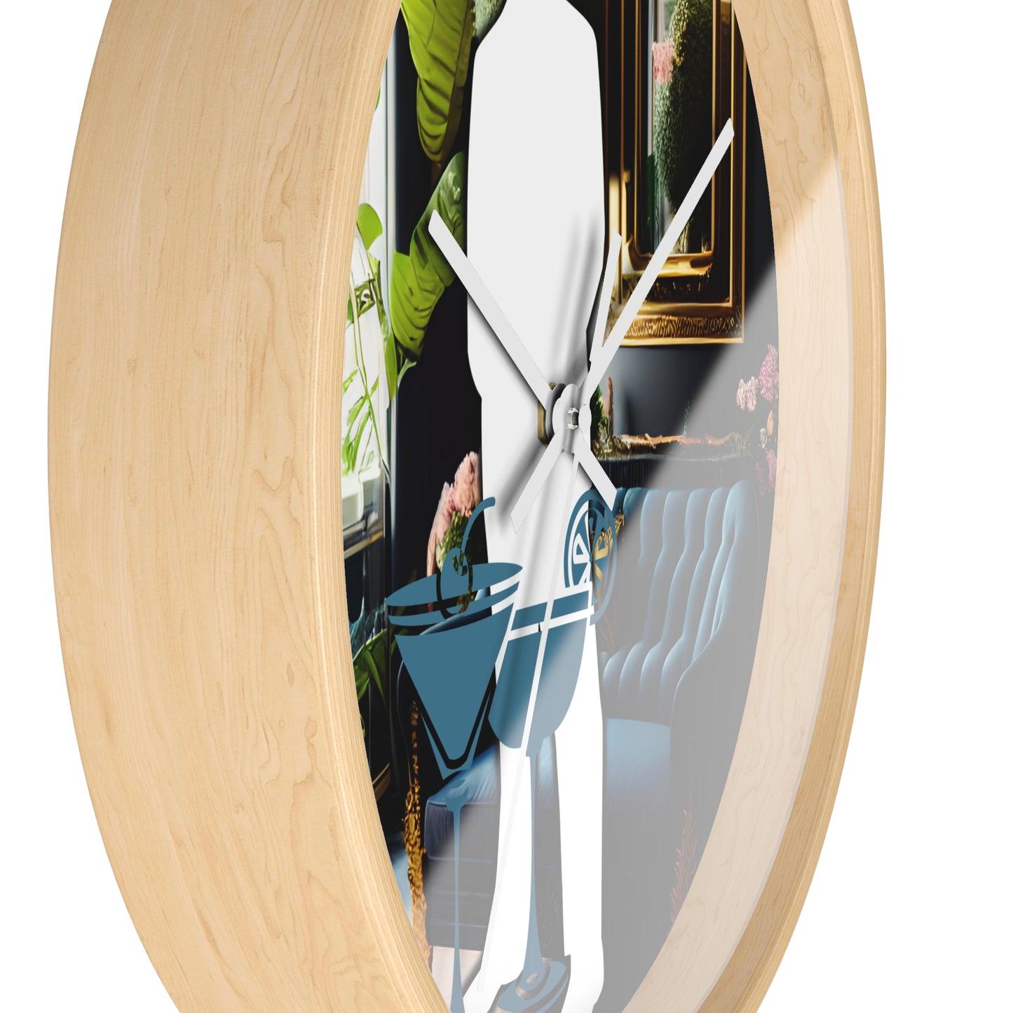 Wanduhr - Stehender Mann mit Getränk, Einzigartiges Design, 25,4 cm Holz & Plexiglas