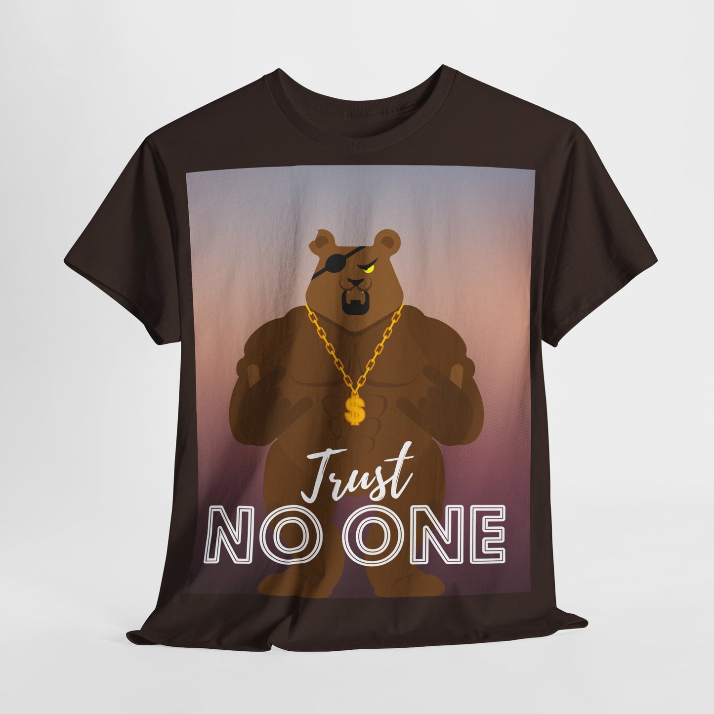 Unisex T-Shirt aus schwerer Baumwolle, (Trust No One) Caption, Bären T-Shirt, Gansta Bär Shirt