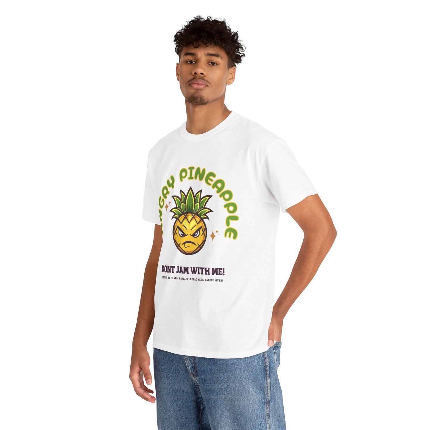 Ananas - Pineapple + Caption, Unisex-T-Shirt aus schwerer Baumwolle