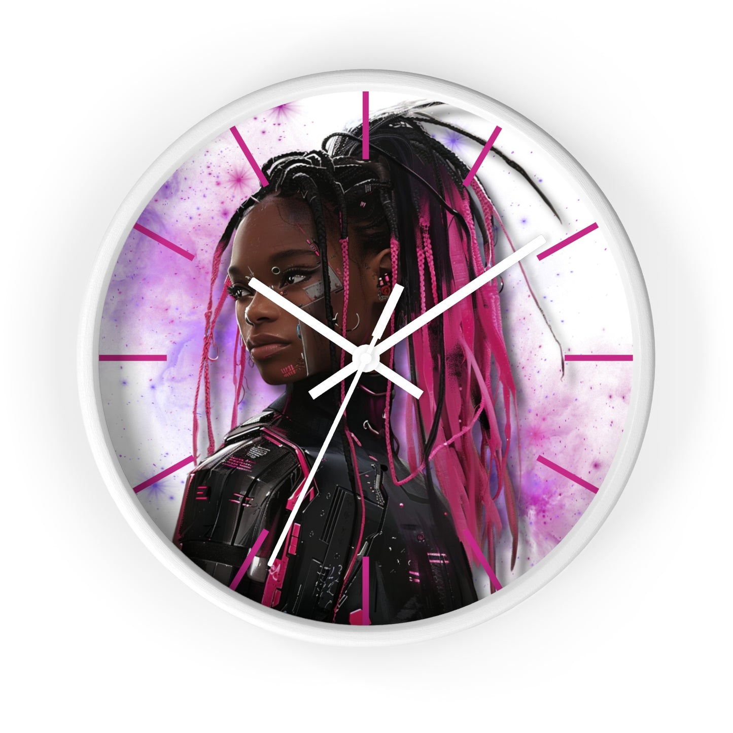 Out of Space, Cute Anime Cyberpunk Girl, Wall Clock