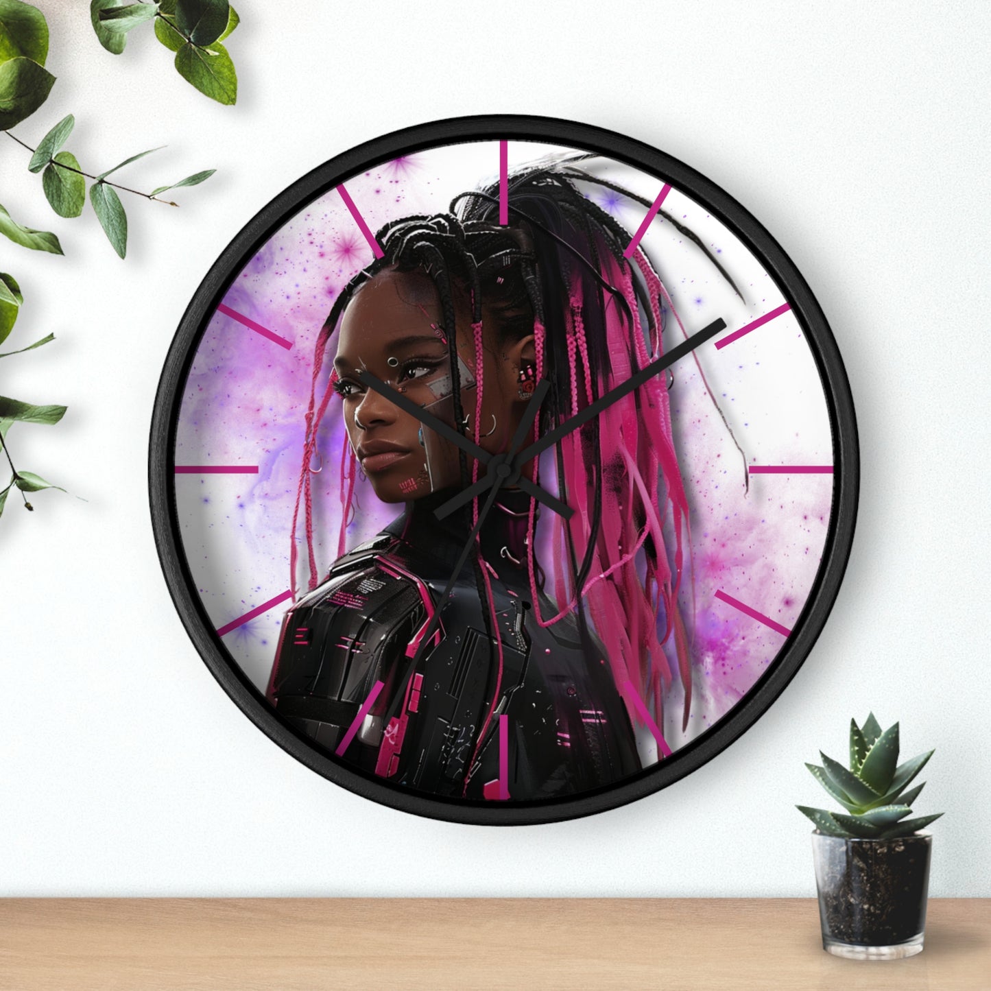 Out of Space, Cute Anime Cyberpunk Girl, Wall Clock