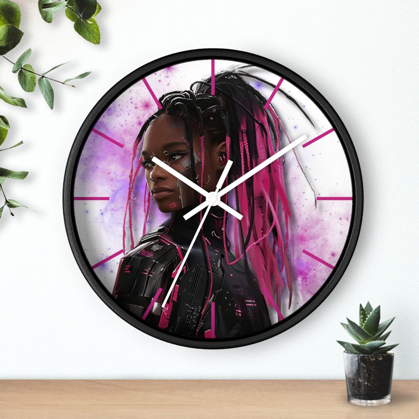 Out of Space, Cute Anime Cyberpunk Girl, Wall Clock
