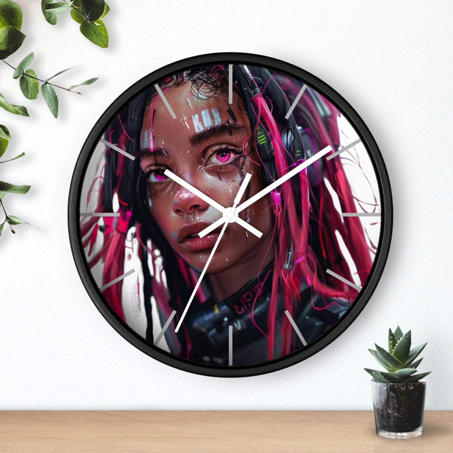 Bunte Wanduhr mit süßem Anime-Mädchen-Design