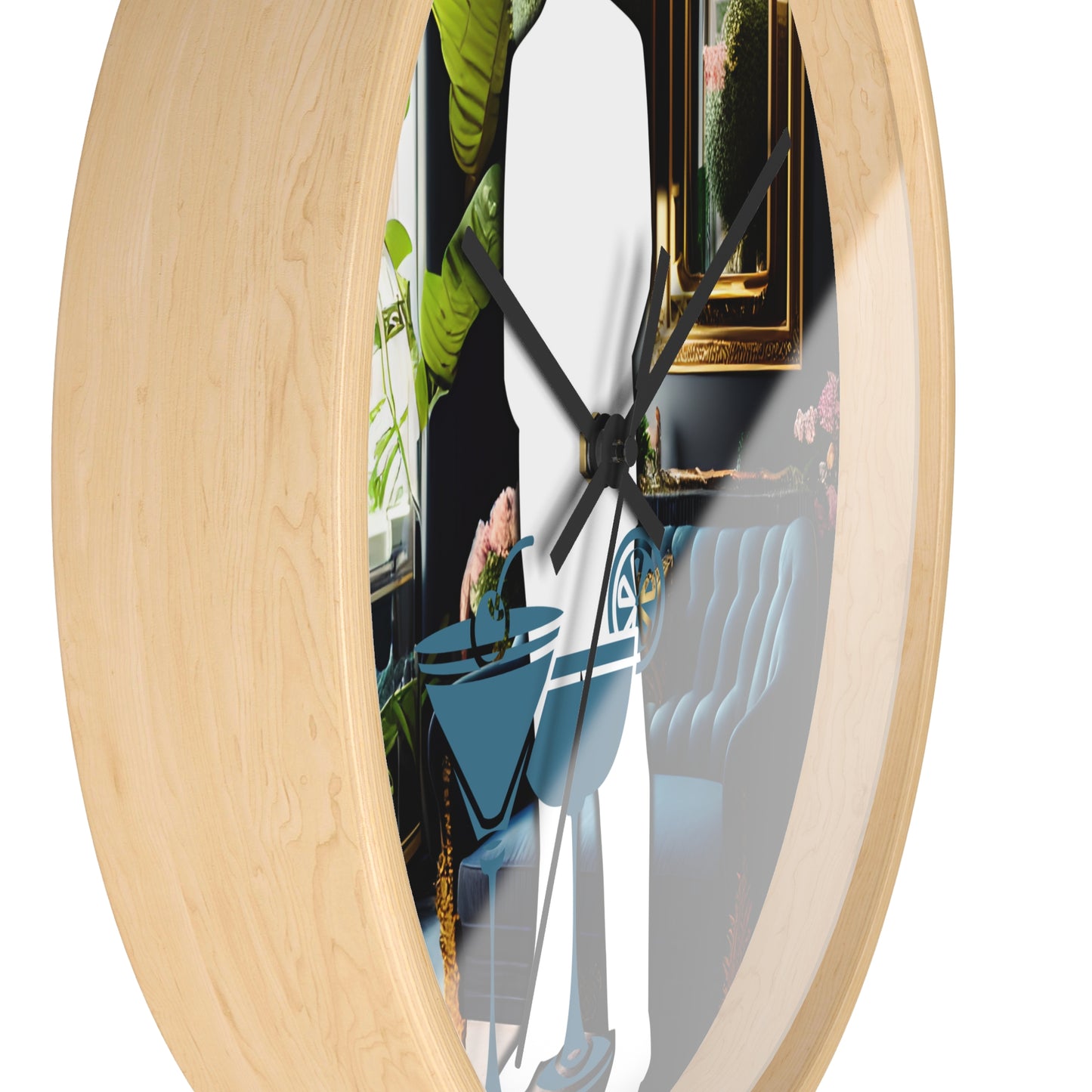 Wanduhr - Stehender Mann mit Getränk, Einzigartiges Design, 25,4 cm Holz & Plexiglas