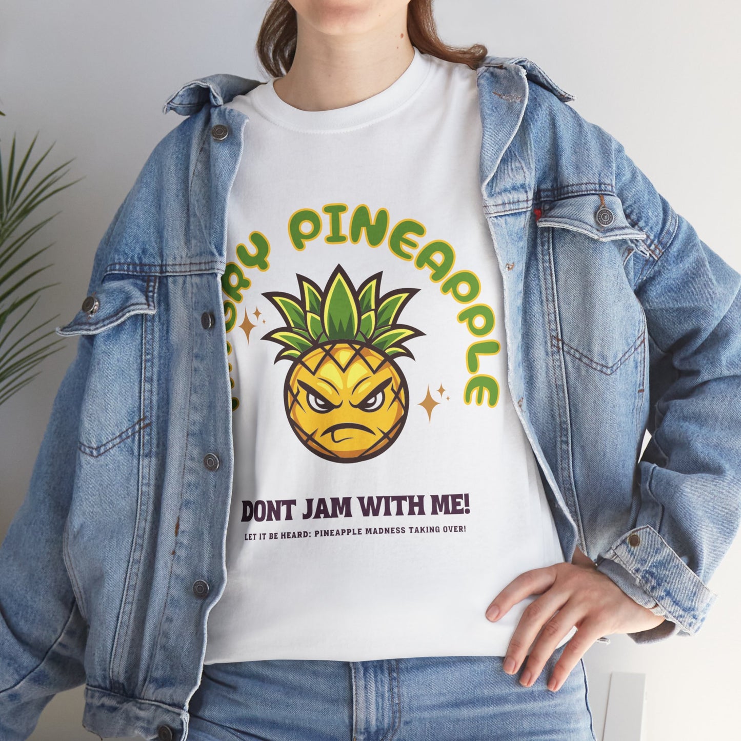 Ananas - Pineapple + Caption, Unisex-T-Shirt aus schwerer Baumwolle