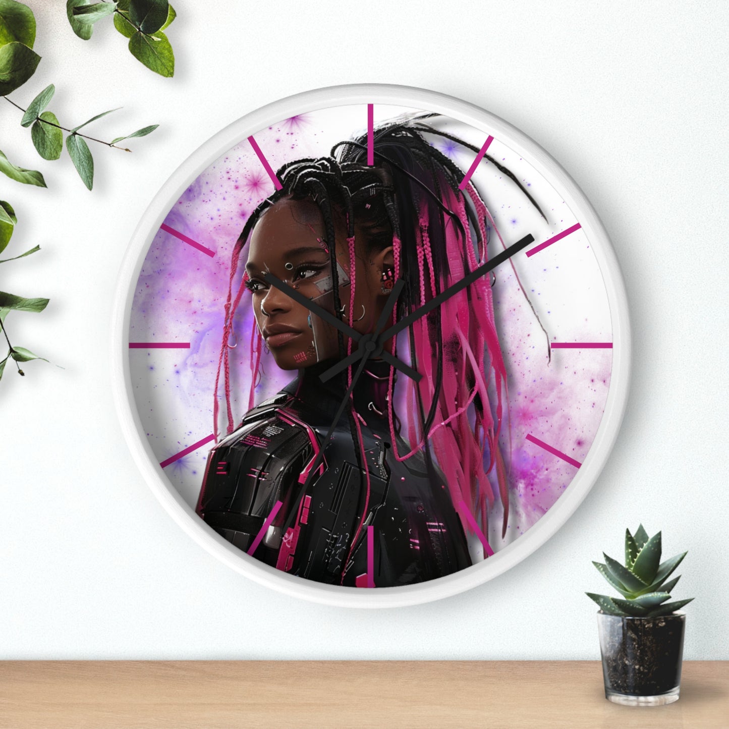 Out of Space, Cute Anime Cyberpunk Girl, Wall Clock