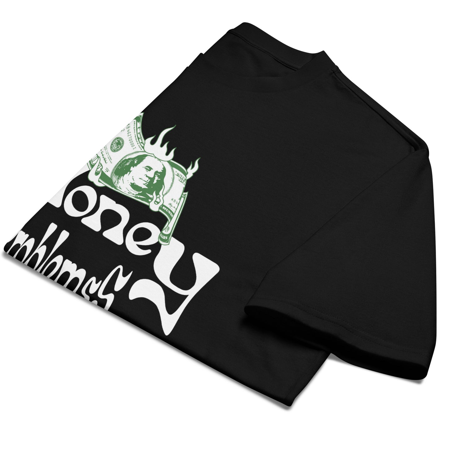 Schweres Oversize T-Shirt - Stylisches Unisex Streetwear Shirt mit Dollerschein Print “More Money Less Problems”