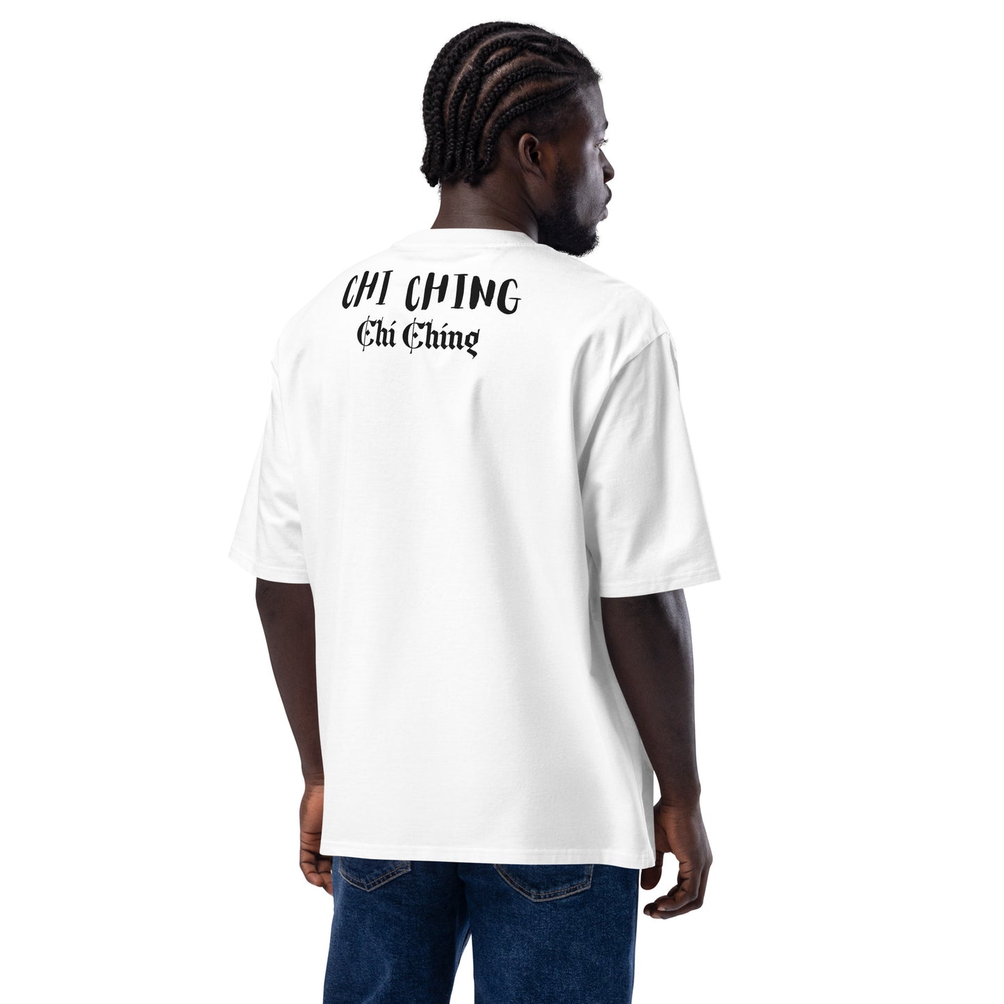 Unisex White Heavy Cotton T-Shirt - 'Money Bandit' Front Design & 'Cha Ching' Print auf der Rückseite - Trendy Streetwear Look