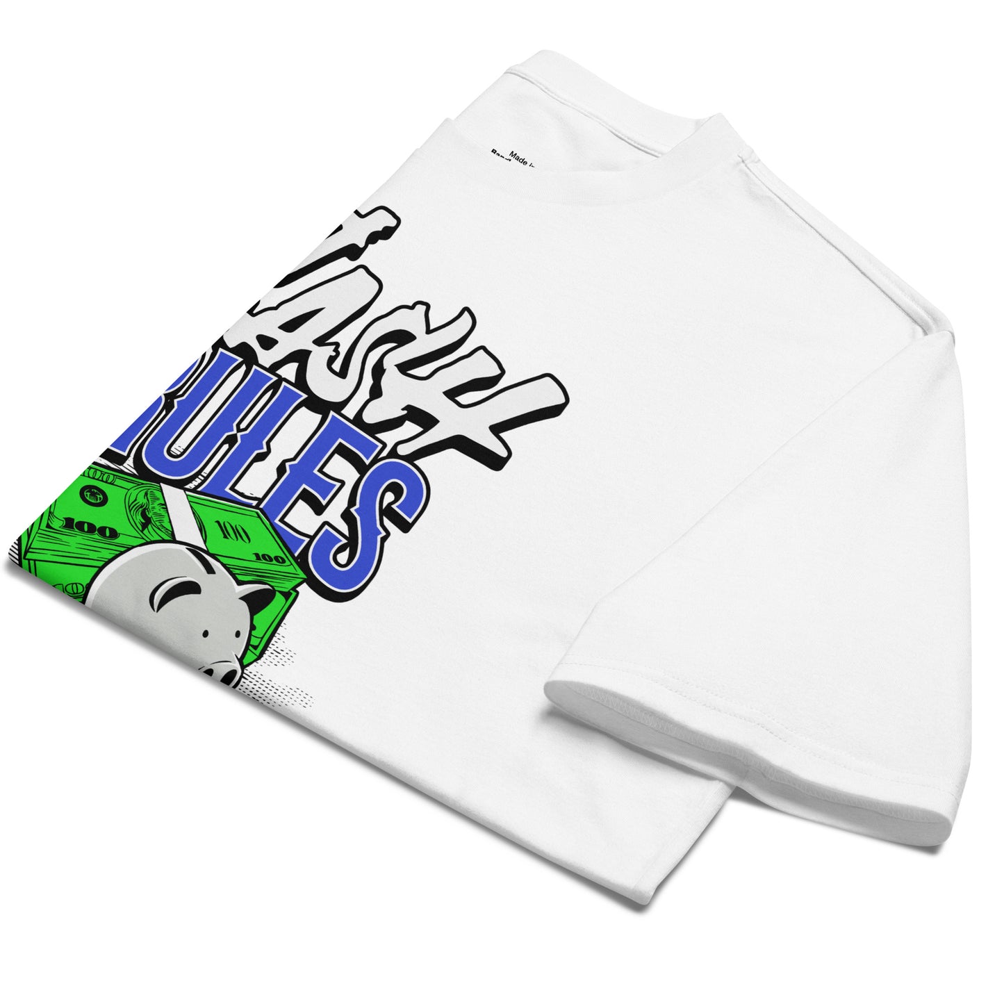 Oversize Unisex T-Shirt - Urban Streetwear Shirt aus Baumwolle mit Cash Rules Everything Around Me Design