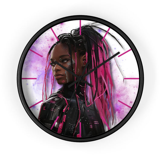 Out of Space, Cute Anime Cyberpunk Girl,  Wall Clock