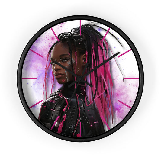 Out of Space, Cute Anime Cyberpunk Girl,  Wall Clock