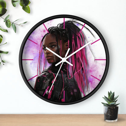 Out of Space, Cute Anime Cyberpunk Girl,  Wall Clock