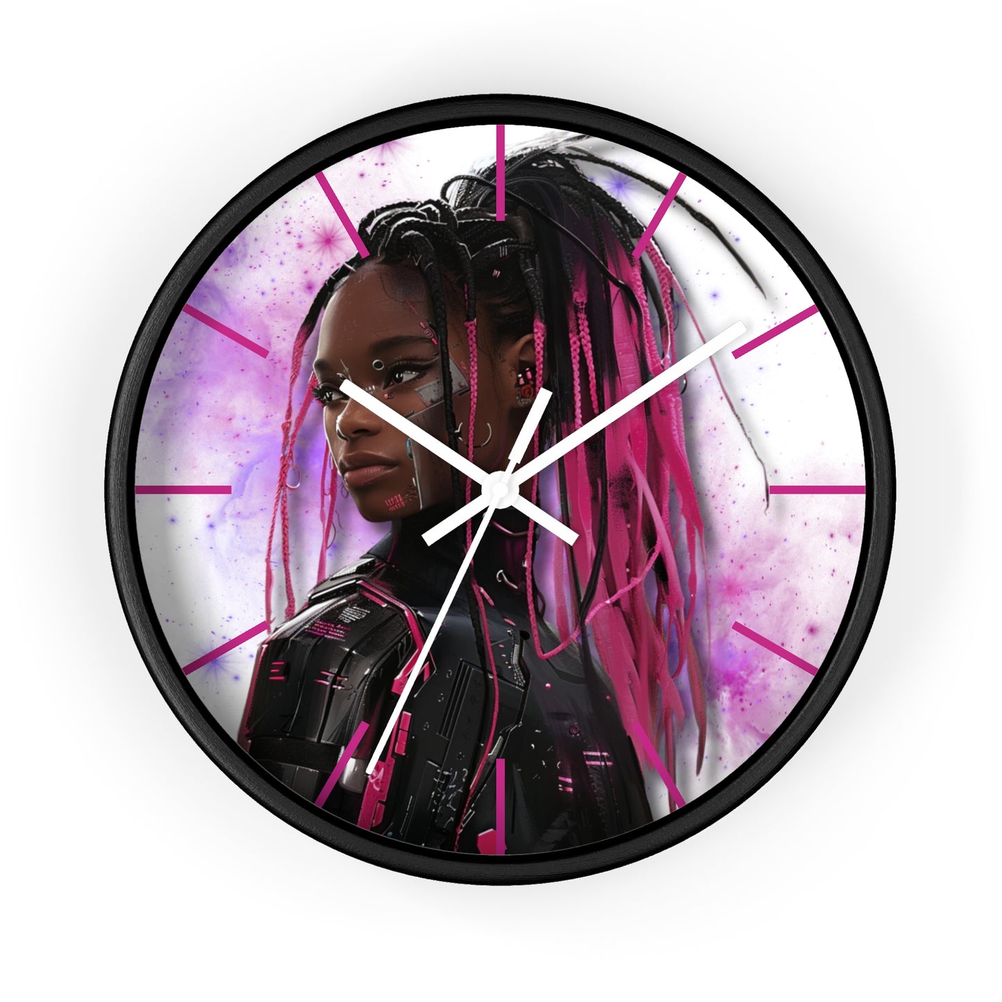 Out of Space, Cute Anime Cyberpunk Girl,  Wall Clock
