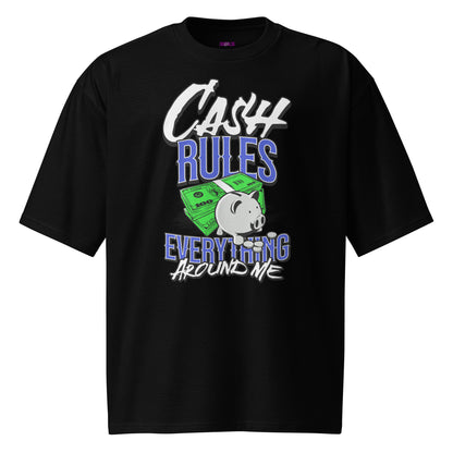 Oversize Unisex T-Shirt - Urban Streetwear Shirt aus Baumwolle mit Cash Rules Everything Around Me Design